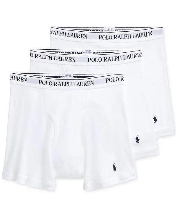 Polo Ralph Lauren Men's 3-Pack Classic Cotton Boxer Briefs White