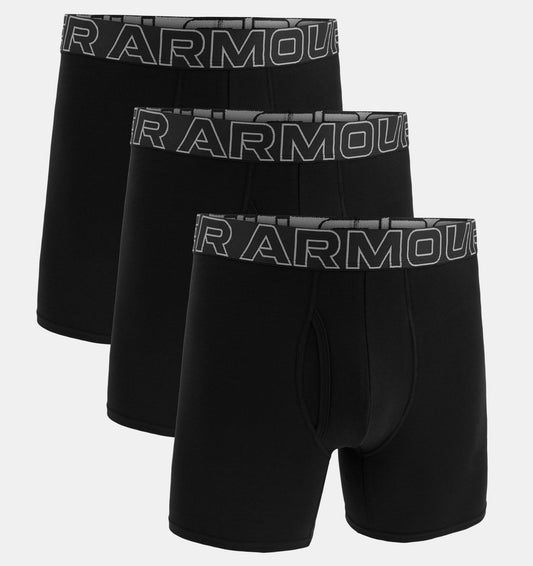Under Armour Men's 3 Pack Performance 6" Black Boxerjock Boxer Briefs